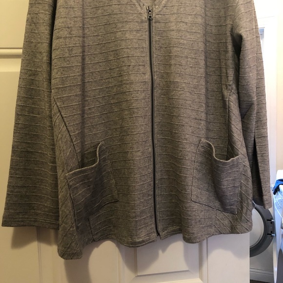 LOGO Lori Goldstein raised stripe zip cardigan - Picture 6 of 7